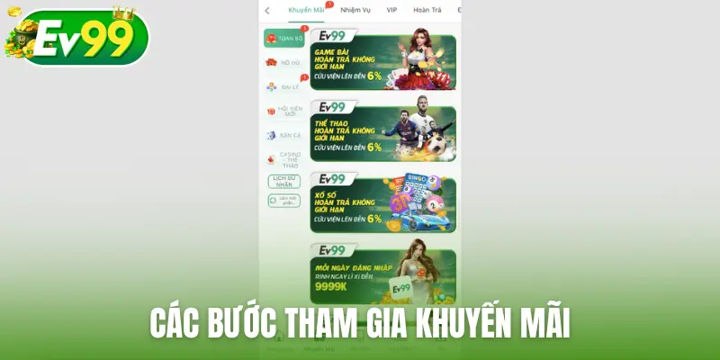 Các bước tham gia khuyến mãi