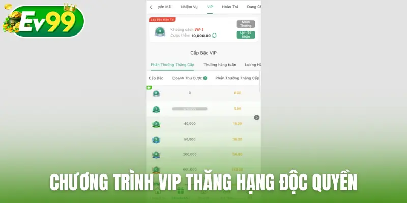 Chương trình vip thăng hạng độc quyền