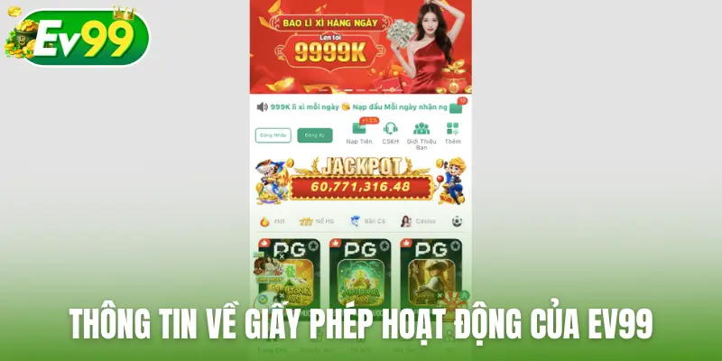 Thông tin về giấy phép hoạt động của EV99